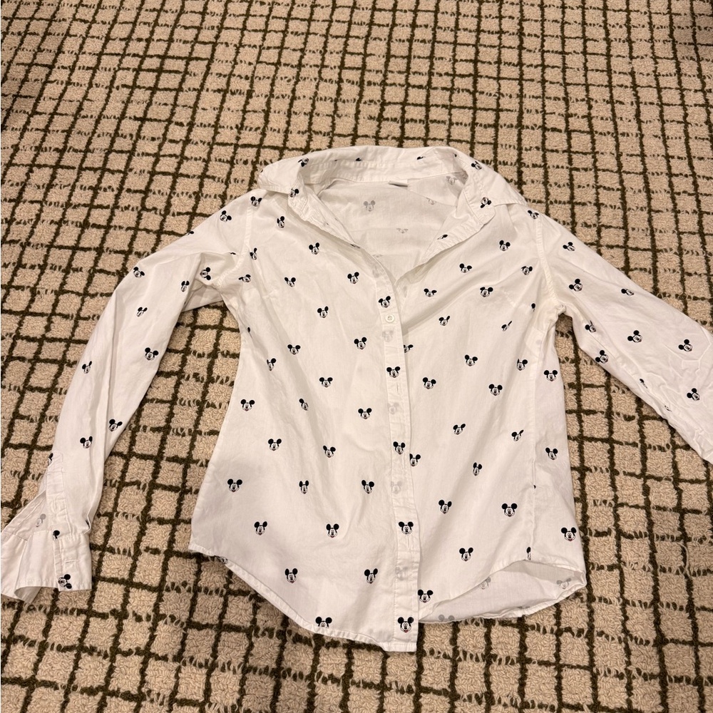 Vintage Mickey Mouse Disney collared poplin button down shirt